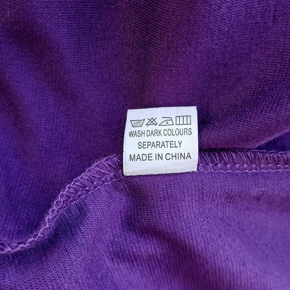 Yathon Purple One Shoulder Wrap Tie Dress XL jersey knit comfy cocktail midi - Picture 11 of 15
